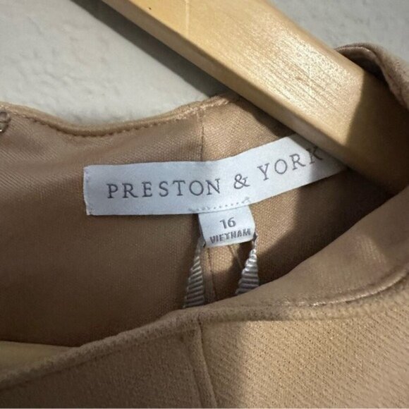 Preston & York Vicky Camel Crepe Shift Dress - Size 16 Minimalist Old Money - Picture 6 of 10